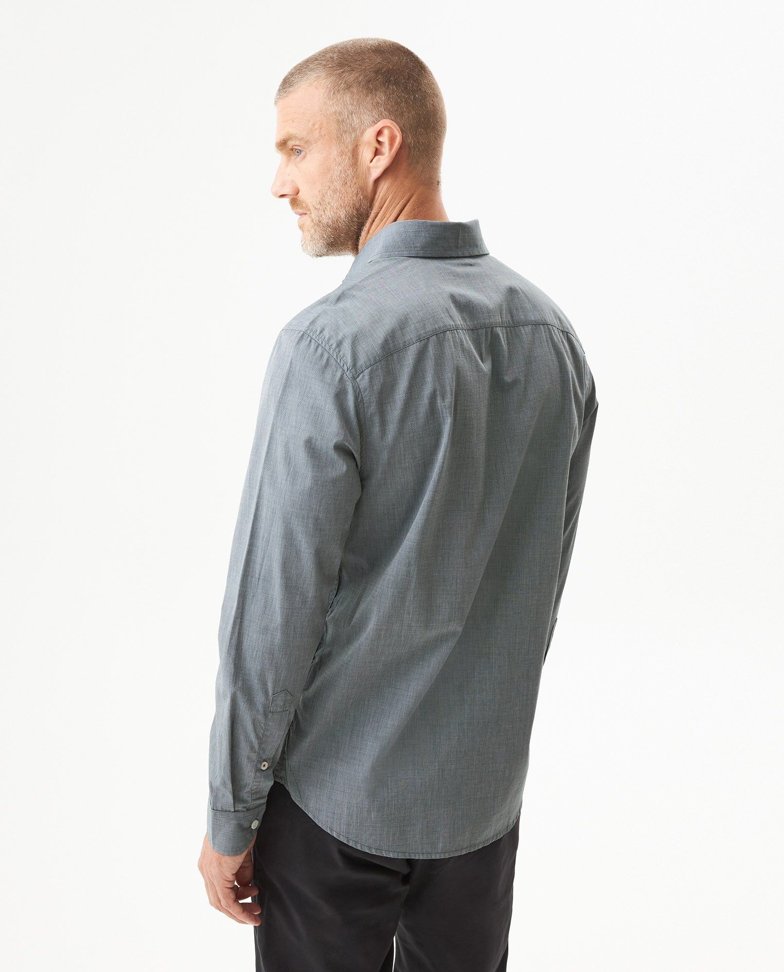 Men’s Long Sleeve Slim Fit Shirt Performance Fabric in Cotton, Grandeur 619G015 - 5
