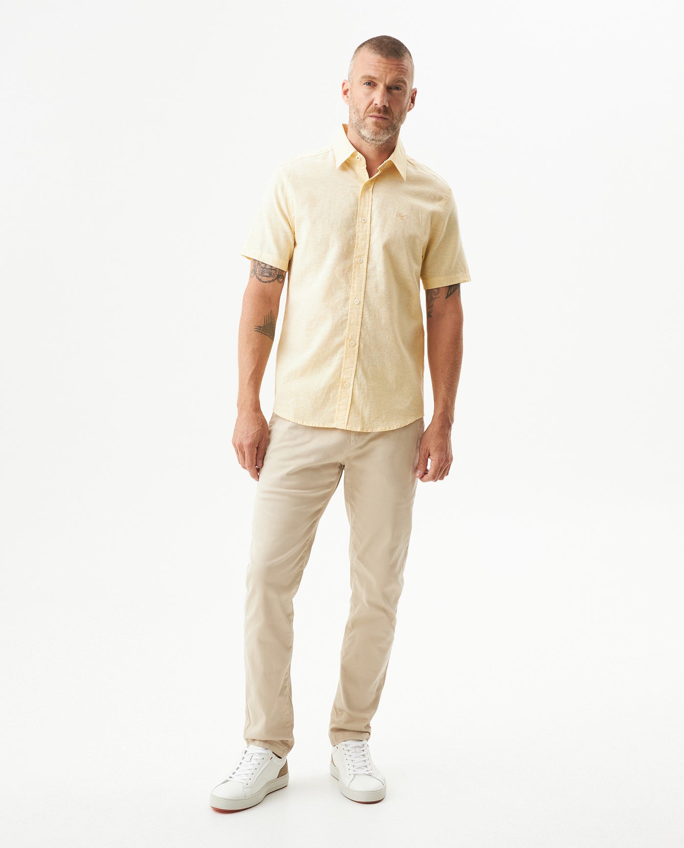 Men's Shirt, Short Sleeve - Yellow 619G017 - 3