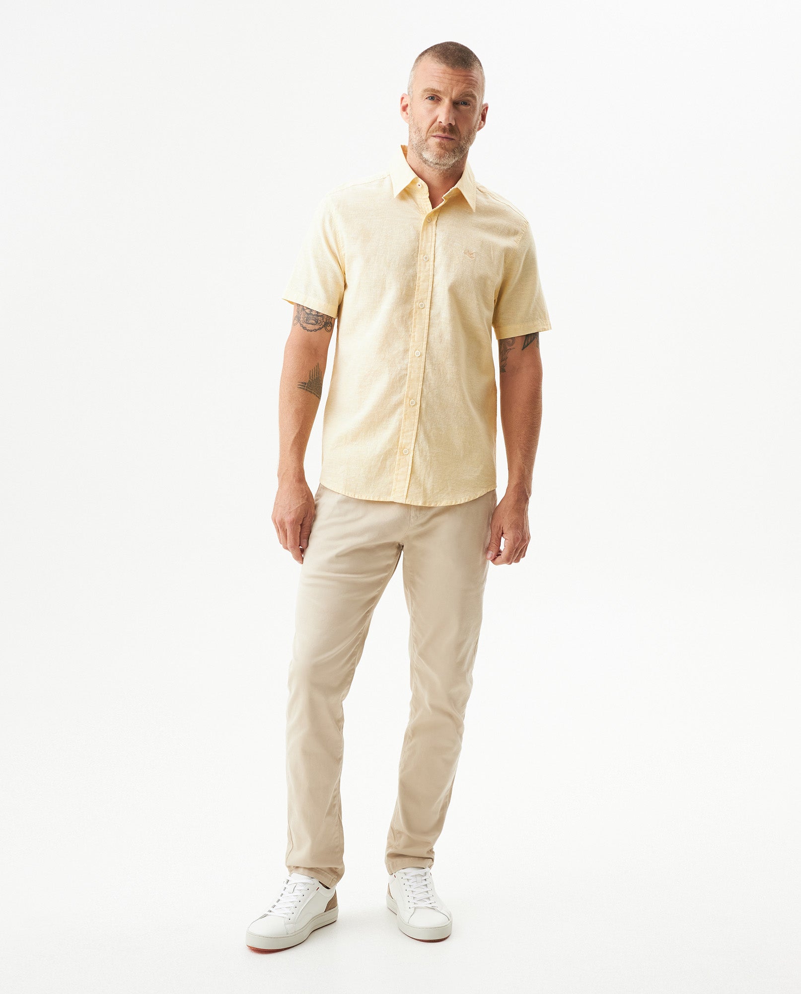 Men's Short Sleeve Shirt - Yellow - 3