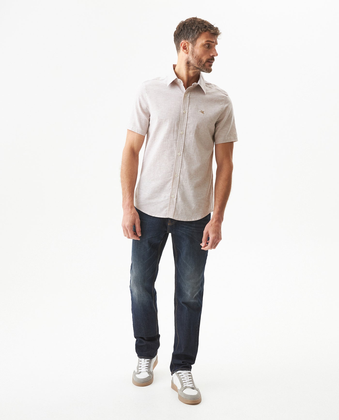Men's Short Sleeve Shirt - Beige 619G017 - 3