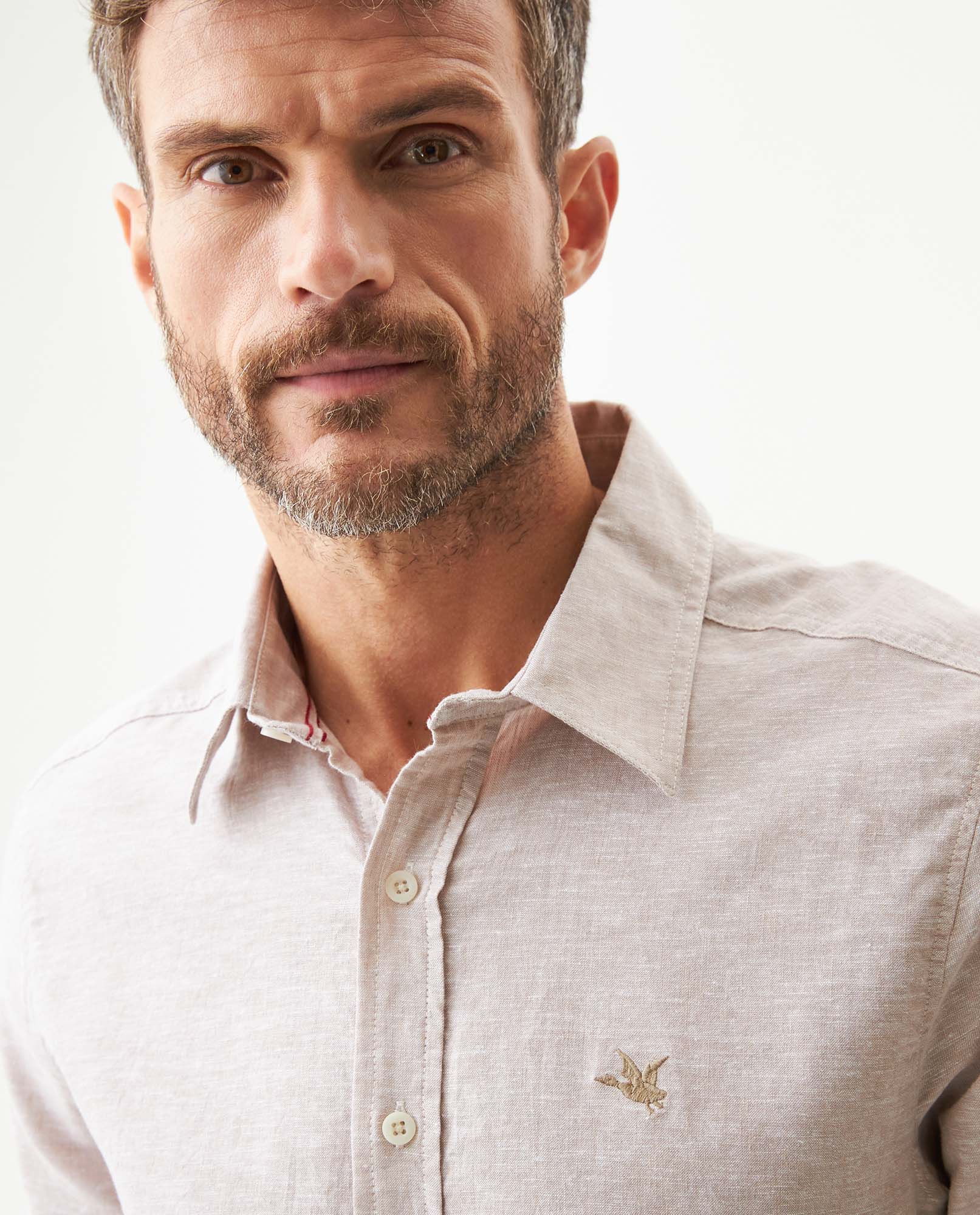 Men's Short Sleeve Shirt - Beige - 4