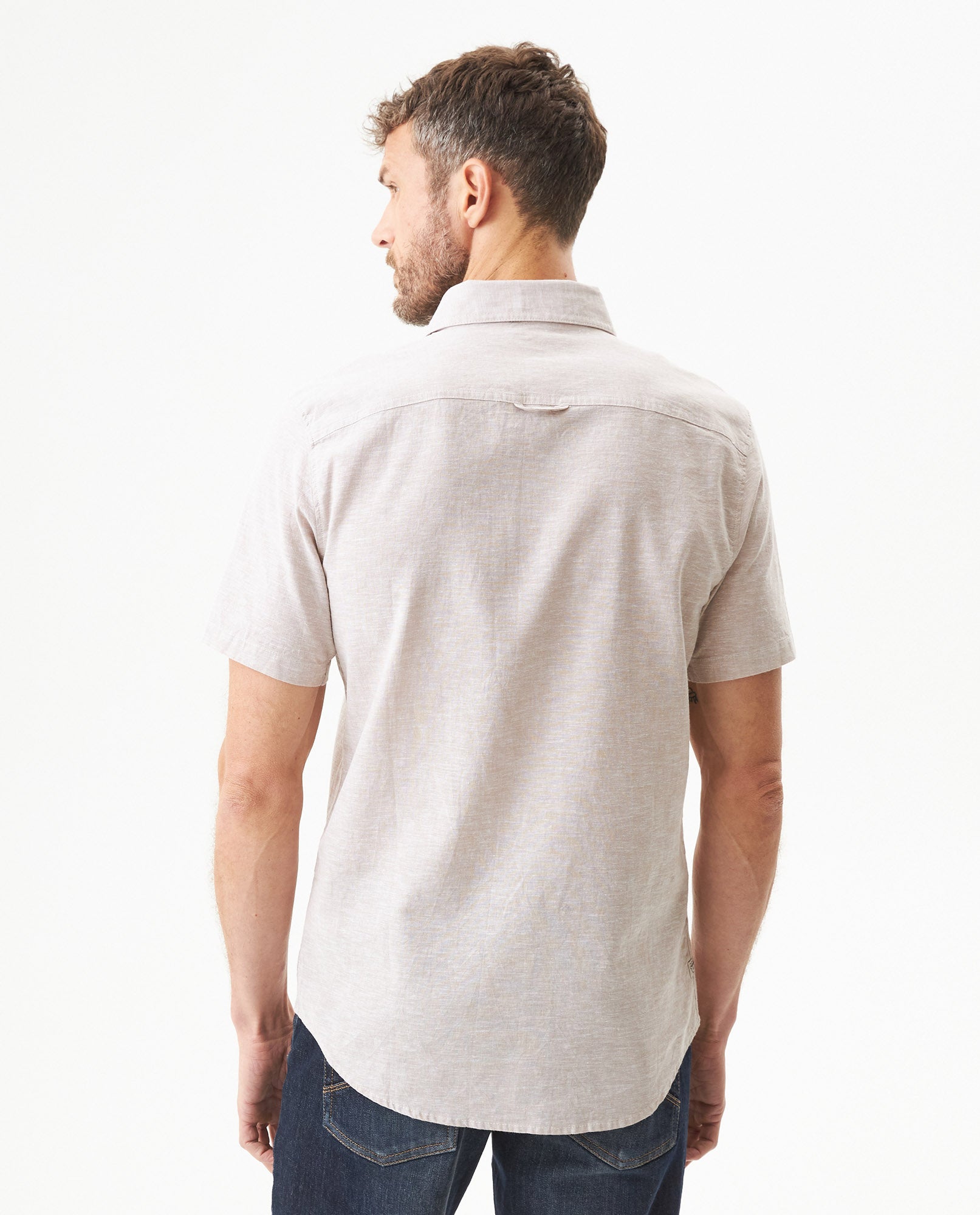 Men's Short Sleeve Shirt - Beige - 5