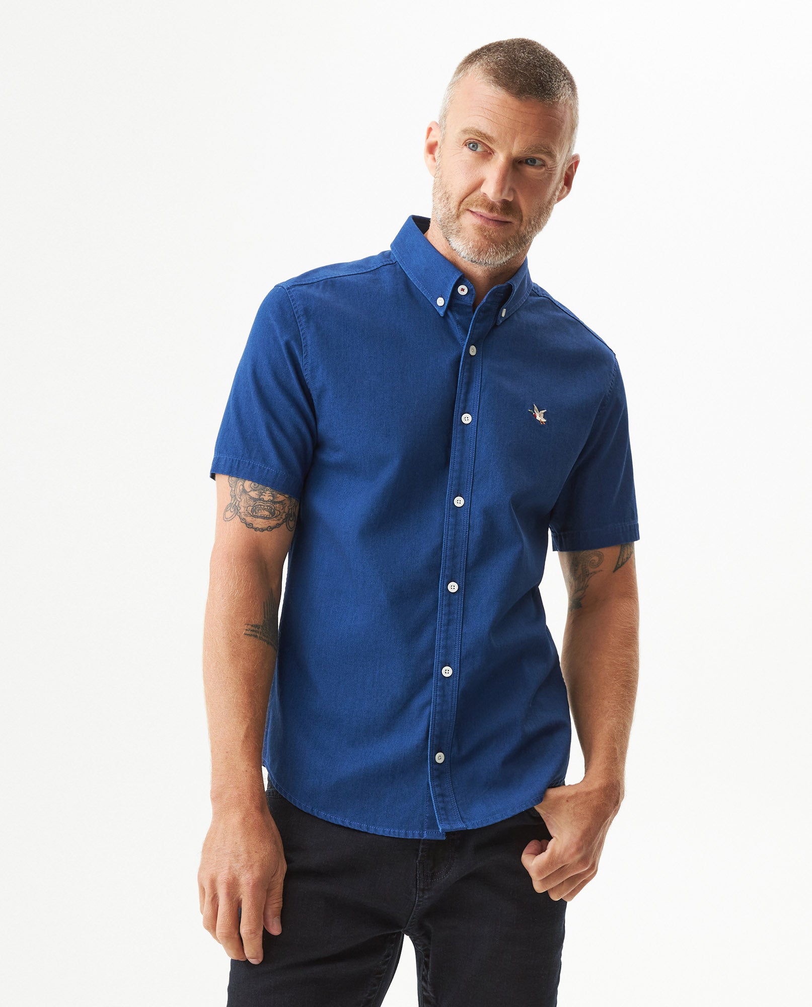 Men's Short Sleeve Relaxed Fit Button-Down Shirt, Shipyard 619G019 - 1
