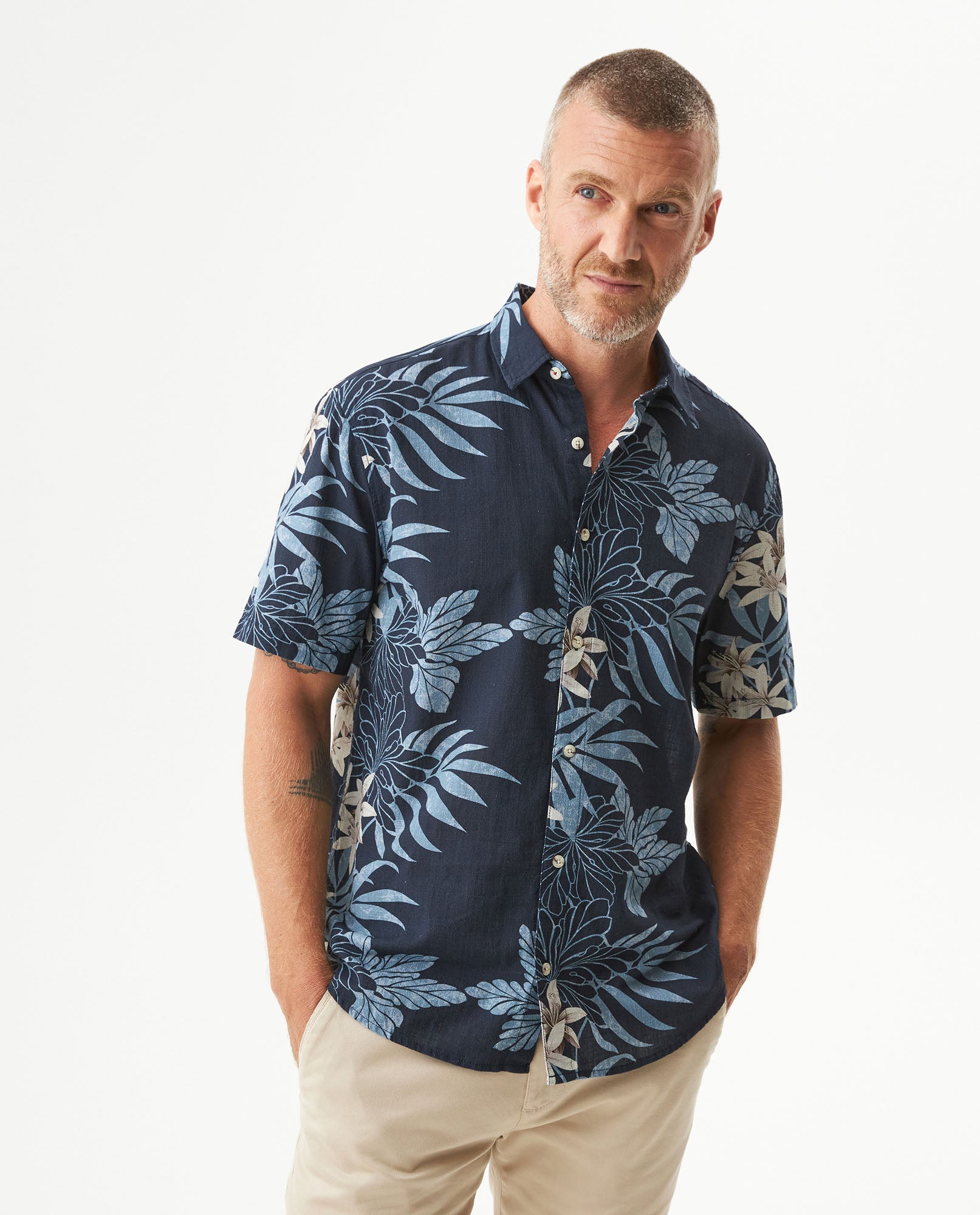 Men's Short Sleeve Shirt - Blue 619G020 - 1