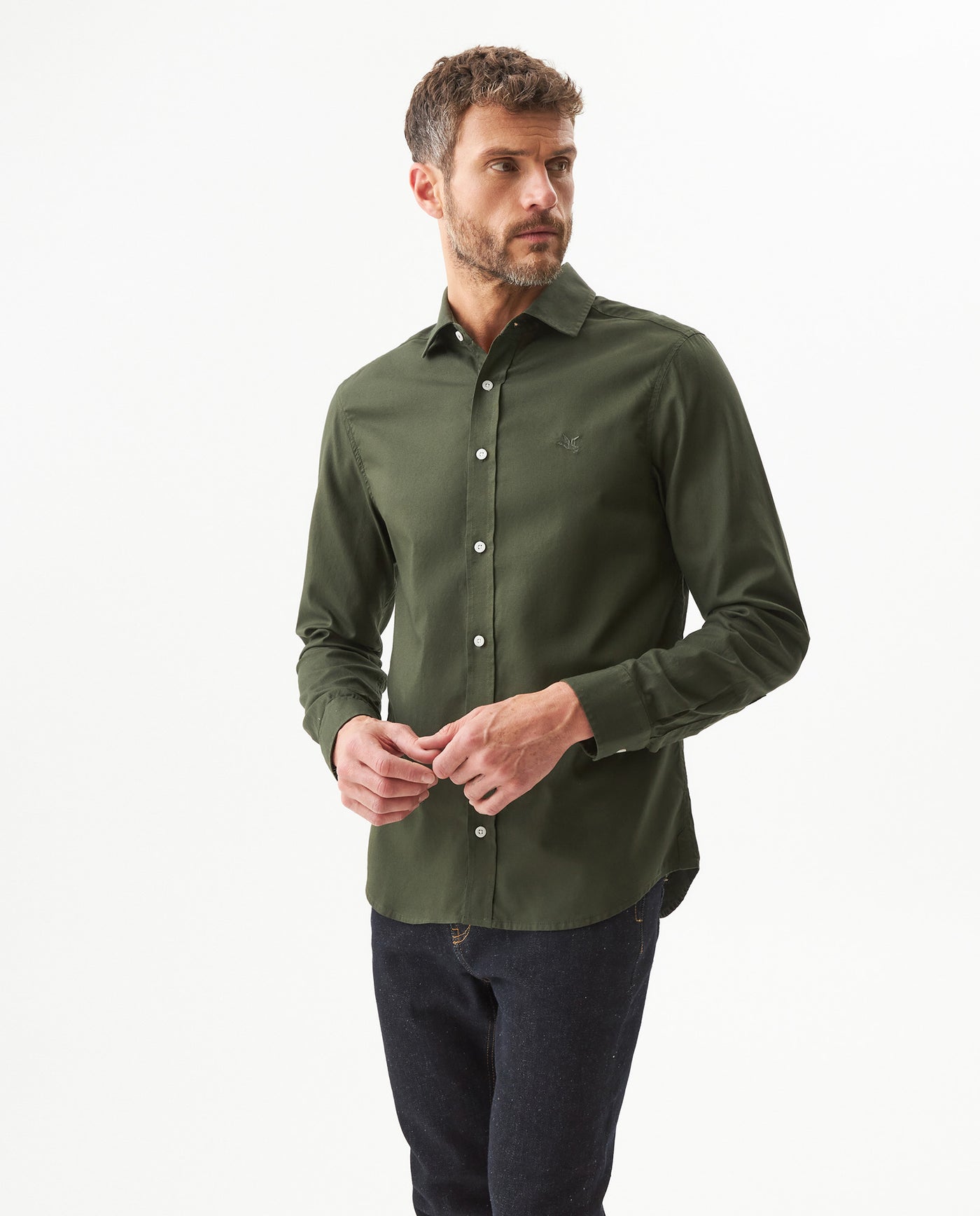 Men's Long Sleeve Shirt - Green 619G024 - 1