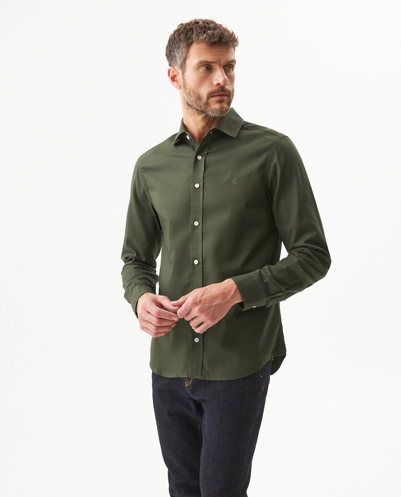 Men's Long Sleeve Shirt - Green 619G024 - 1