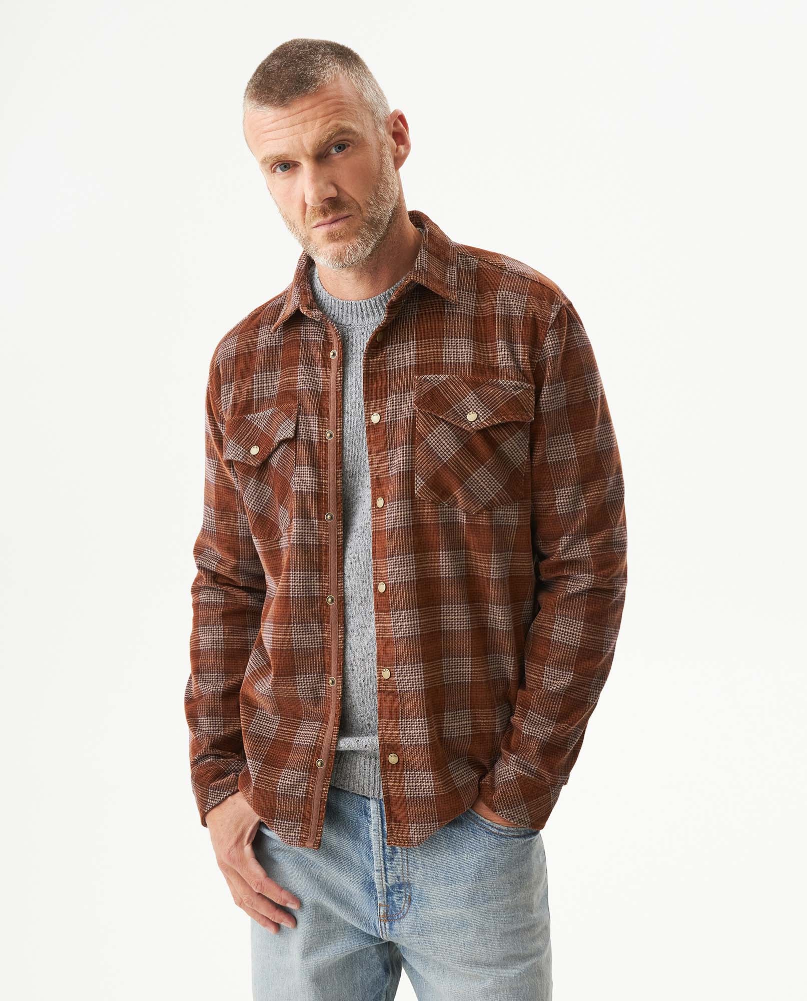 Men's Long Sleeve Shirt - Brown - 2