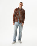 Men's Long Sleeve Slim Fit Yarn-dyed Checkered Fabric Shirt in Cotton, Seafront 619G028 - 3