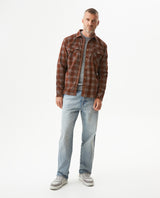Men's Long Sleeve Slim Fit Yarn-dyed Checkered Fabric Shirt in Cotton, Seafront 619G028 - 3
