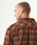 Men's Long Sleeve Slim Fit Yarn-dyed Checkered Fabric Shirt in Cotton, Seafront 619G028 - 6
