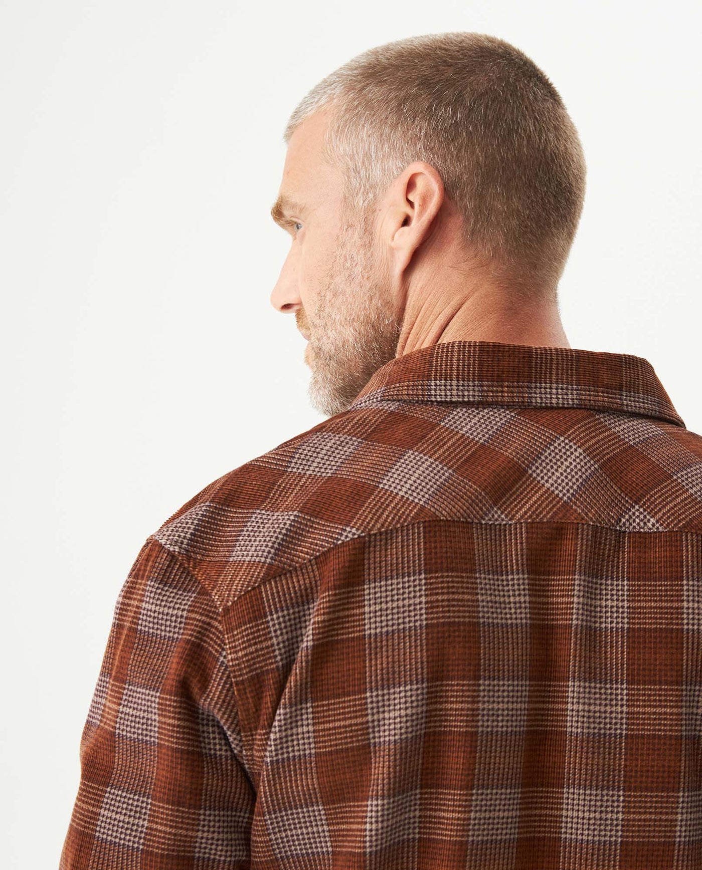 Men's Long Sleeve Slim Fit Yarn-dyed Checkered Fabric Shirt in Cotton, Seafront 619G028 - 6