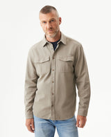 Men's Long Sleeve Classic Fit Shirt in Cotton-Viscose Blend, Shoreline 619G029 - 1