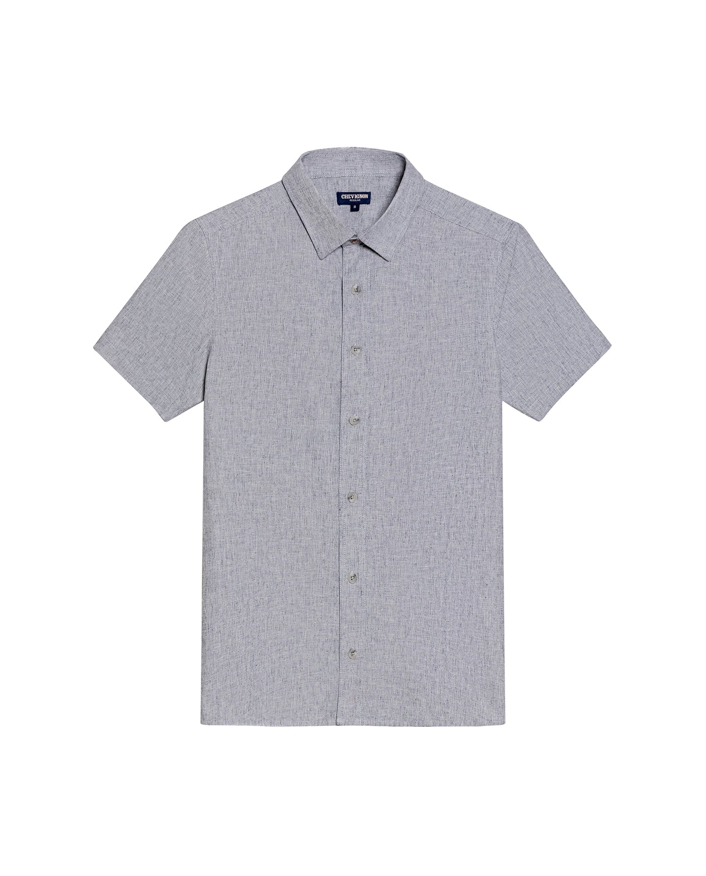 Men's Short Sleeve Regular Fit Textured Shirt in Cotton-Linen Blend, Fisherman 619G030 - 2