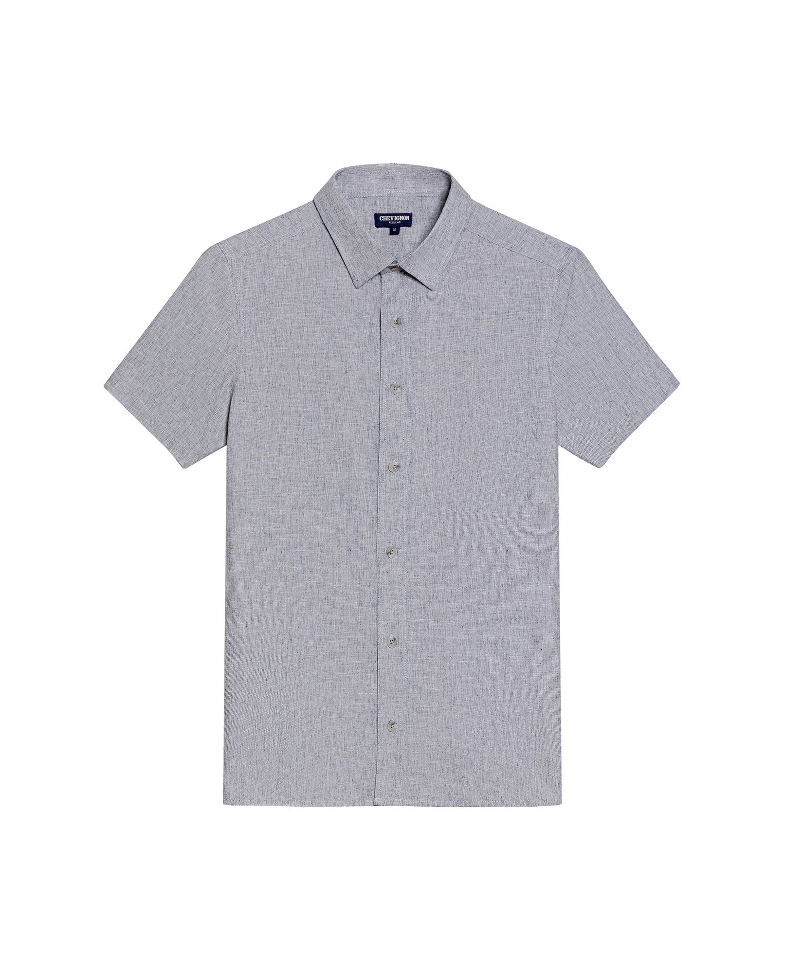 Men's Short Sleeve Regular Fit Textured Shirt in Cotton-Linen Blend, Fisherman 619G030 - 2