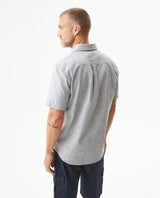 Men's Short Sleeve Regular Fit Textured Shirt in Cotton-Linen Blend, Fisherman 619G030 - 5