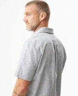 Men's Short Sleeve Regular Fit Textured Shirt in Cotton-Linen Blend, Fisherman 619G030 - 6