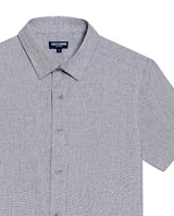 Men's Short Sleeve Regular Fit Textured Shirt in Cotton-Linen Blend, Fisherman 619G030 - 7