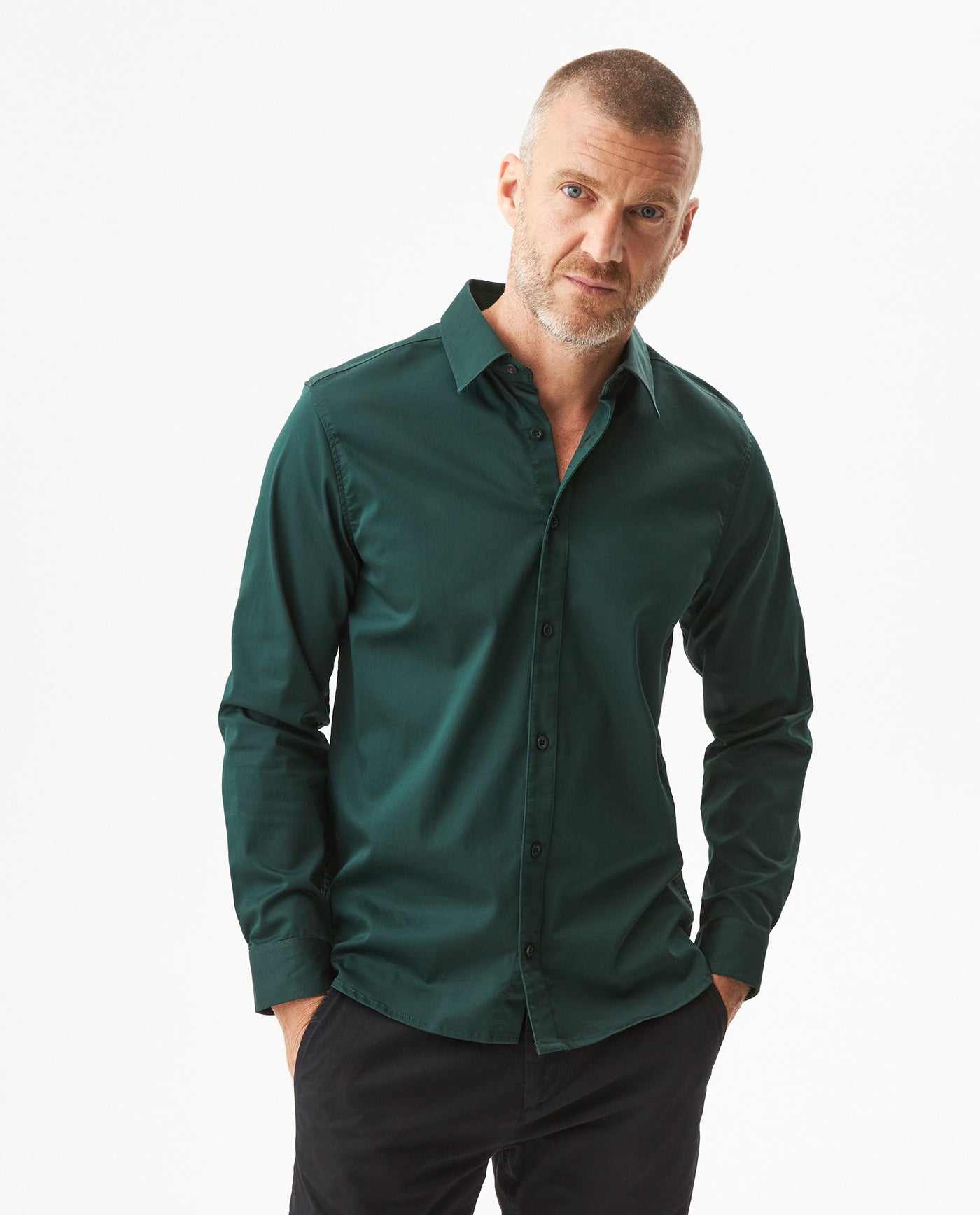 Men's Long Sleeve Shirt - Green 619G031 - 1
