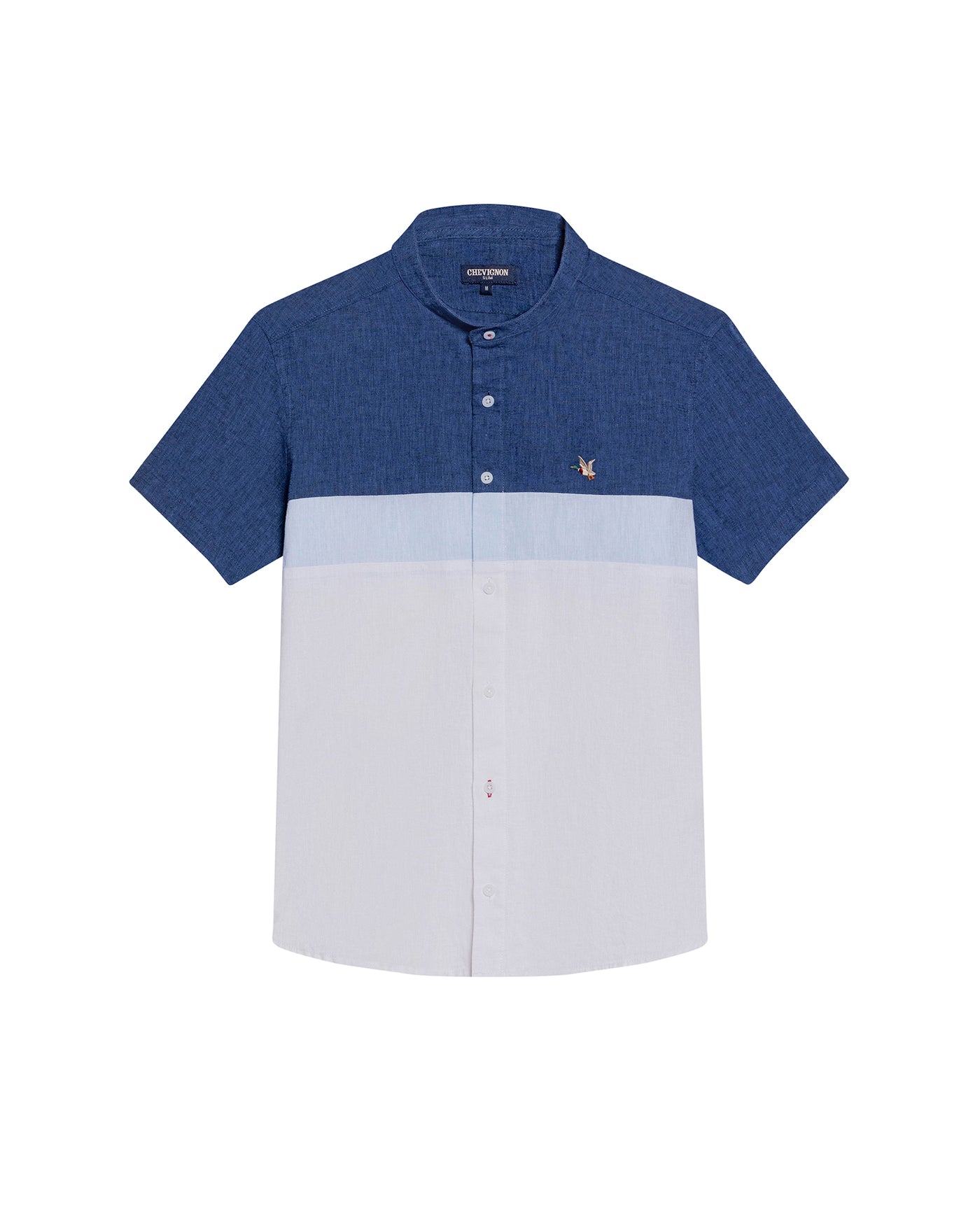 Men's Shirt, Slim Fit, Short Sleeve - White and Blue 619G032 - 2