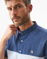 Men's Shirt, Slim Fit, Short Sleeve - White and Blue 619G032 - 4