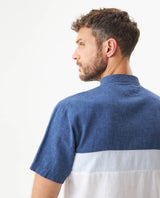 Men's Shirt, Slim Fit, Short Sleeve - White and Blue 619G032 - 6