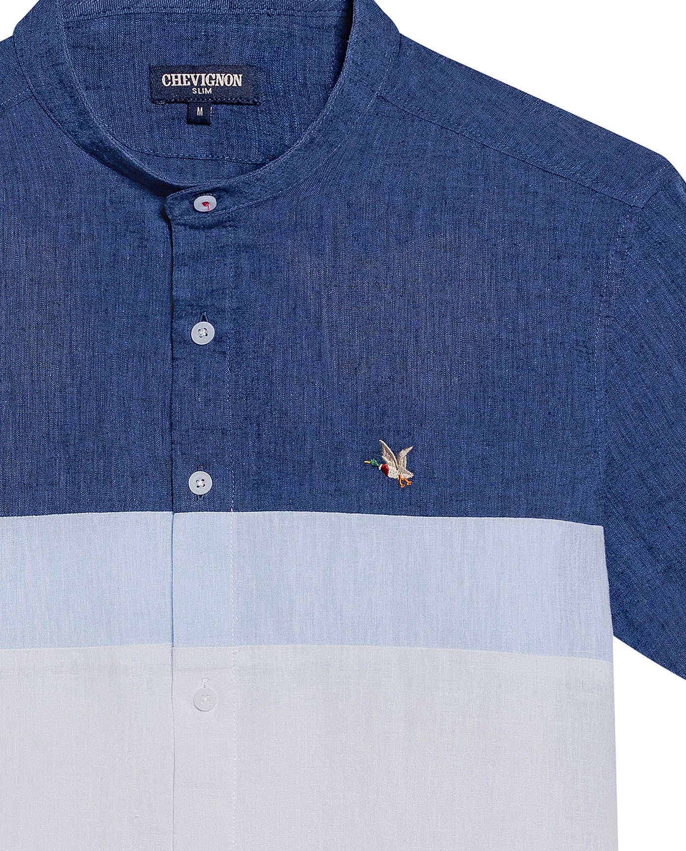 Men's Shirt, Slim Fit, Short Sleeve - White and Blue 619G032 - 7