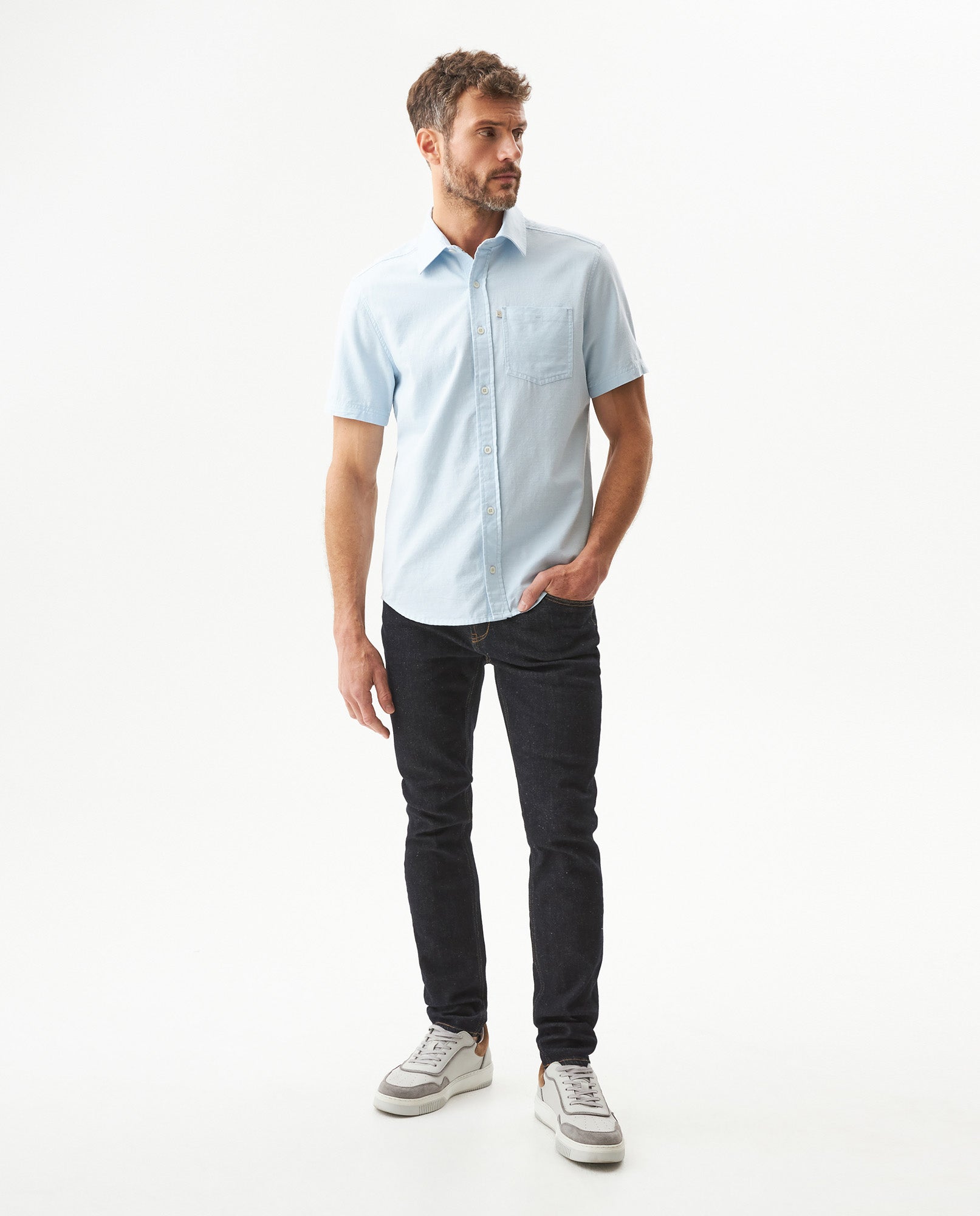 Men's Short Sleeve Shirt - Blue 619G033 - 3