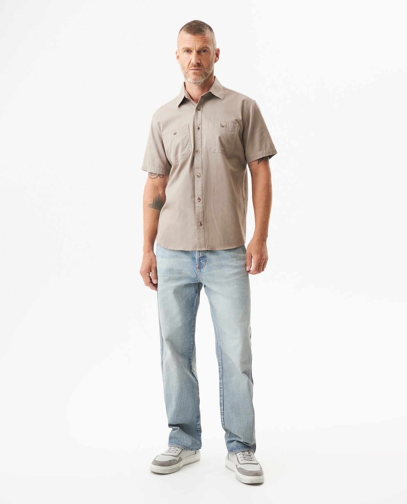 Men's Shirt, Short Sleeve, Classic Fit - Gray 619G034 - 3