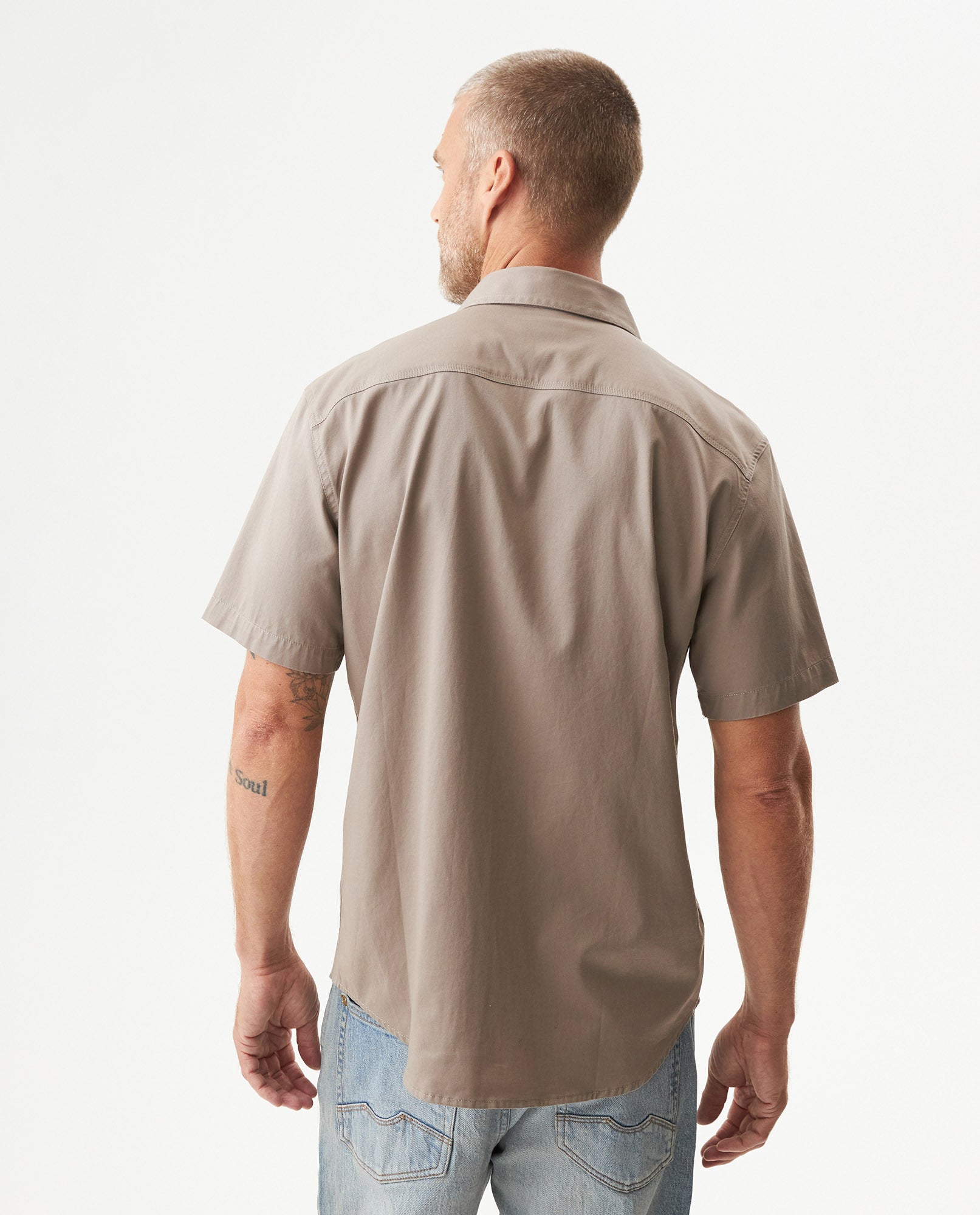 Men's Shirt, Short Sleeve, Classic Fit - Gray 619G034 - 5