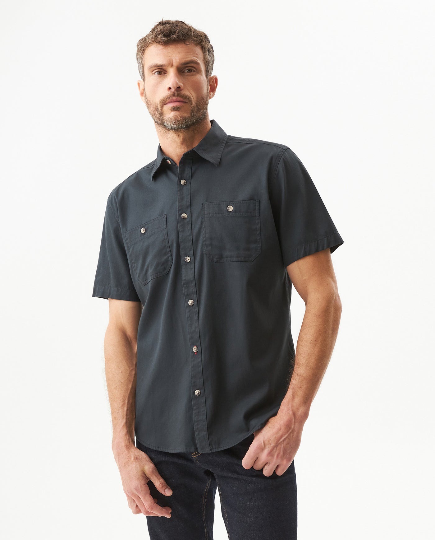 Men's Shirt, Short Sleeve - Black 619G034 - 1