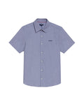 Men's Short Sleeve Slim Fit Mini Stripe Shirt in Cotton, Twilight 619G035 - 2