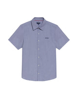 Men's Short Sleeve Slim Fit Mini Stripe Shirt in Cotton, Twilight 619G035 - 2