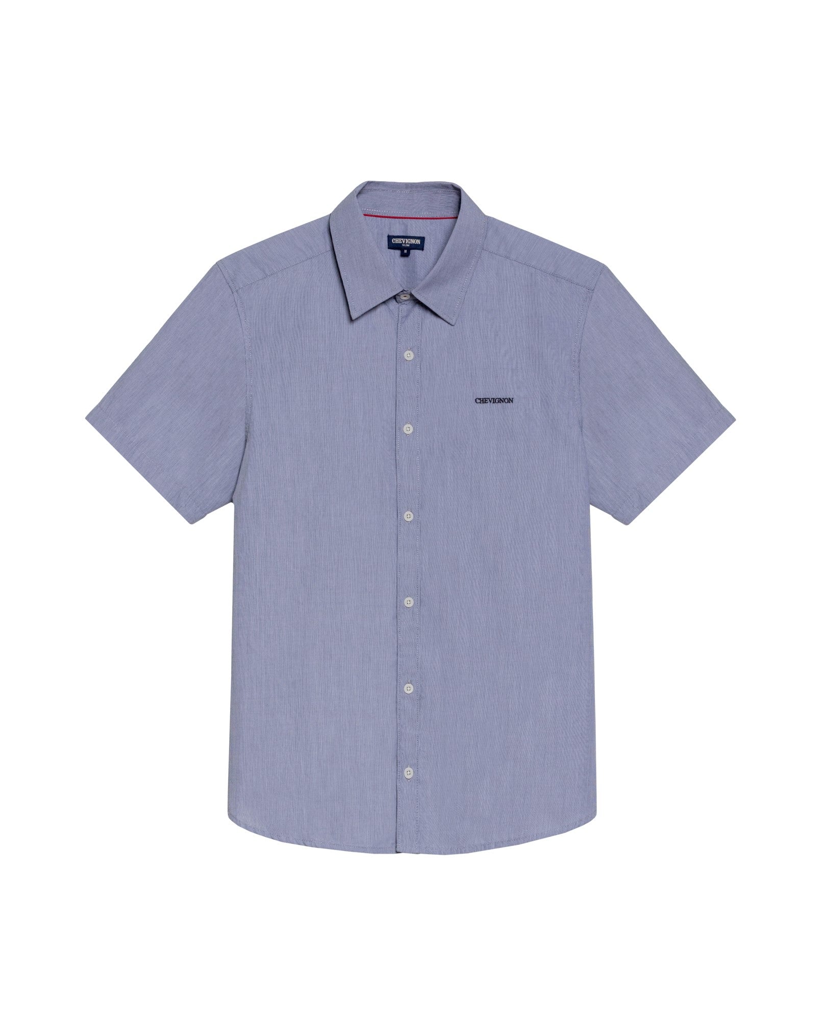 Men's Short Sleeve Slim Fit Mini Stripe Shirt in Cotton, Twilight 619G035 - 2