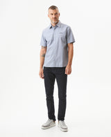Men's Short Sleeve Slim Fit Mini Stripe Shirt in Cotton, Twilight 619G035 - 3