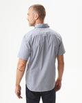 Men's Short Sleeve Slim Fit Mini Stripe Shirt in Cotton, Twilight 619G035 - 5