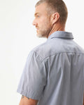 Men's Short Sleeve Slim Fit Mini Stripe Shirt in Cotton, Twilight 619G035 - 6