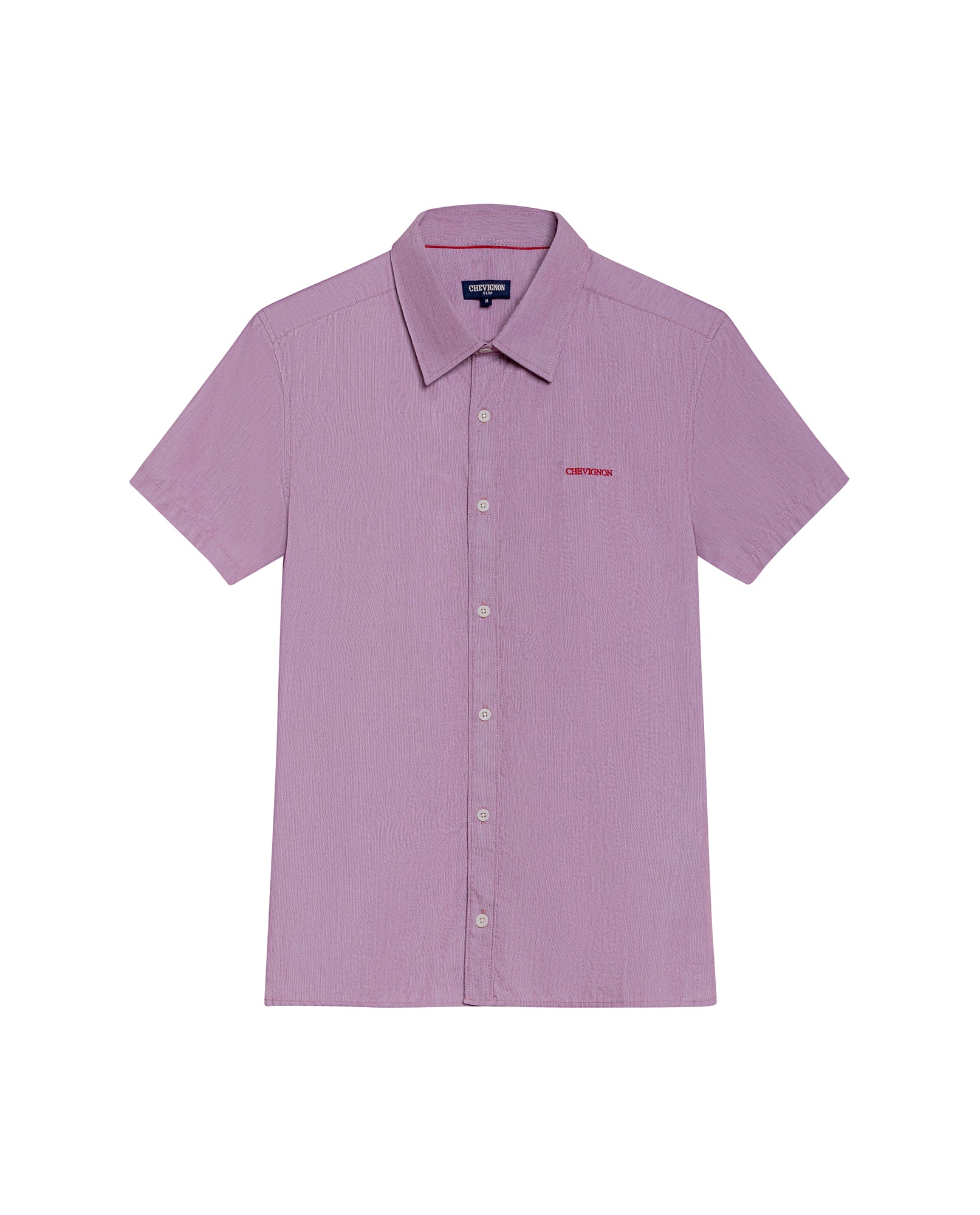 Men's Short Sleeve Slim Fit Mini Stripe Shirt in Cotton, Twilight 619G035 - 2