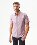 Men's Short Sleeve Slim Fit Mini Stripe Shirt in Cotton, Twilight 619G035 - 1