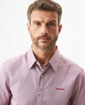 Men's Short Sleeve Slim Fit Mini Stripe Shirt in Cotton, Twilight 619G035 - 4