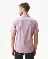 Men's Short Sleeve Slim Fit Mini Stripe Shirt in Cotton, Twilight 619G035 - 5