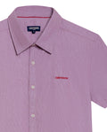 Men's Short Sleeve Slim Fit Mini Stripe Shirt in Cotton, Twilight 619G035 - 7