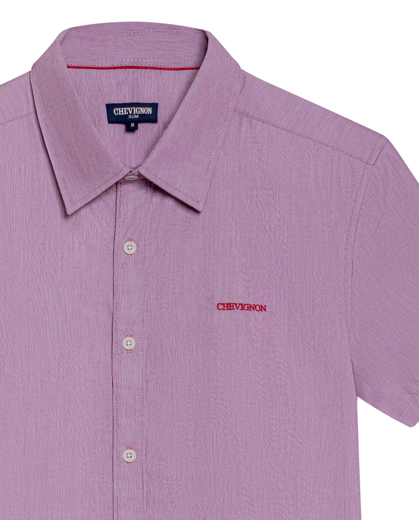 Men's Short Sleeve Slim Fit Mini Stripe Shirt in Cotton, Twilight 619G035 - 7