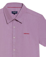 Men's Short Sleeve Slim Fit Mini Stripe Shirt in Cotton, Twilight 619G035 - 7