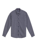 Men's Long Sleeve Slim Fit Checkered Shirt in Cotton-Linen, Stardust 619G036 - 2
