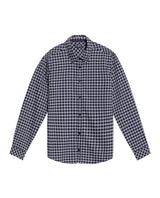 Men's Long Sleeve Slim Fit Checkered Shirt in Cotton-Linen, Stardust 619G036 - 2