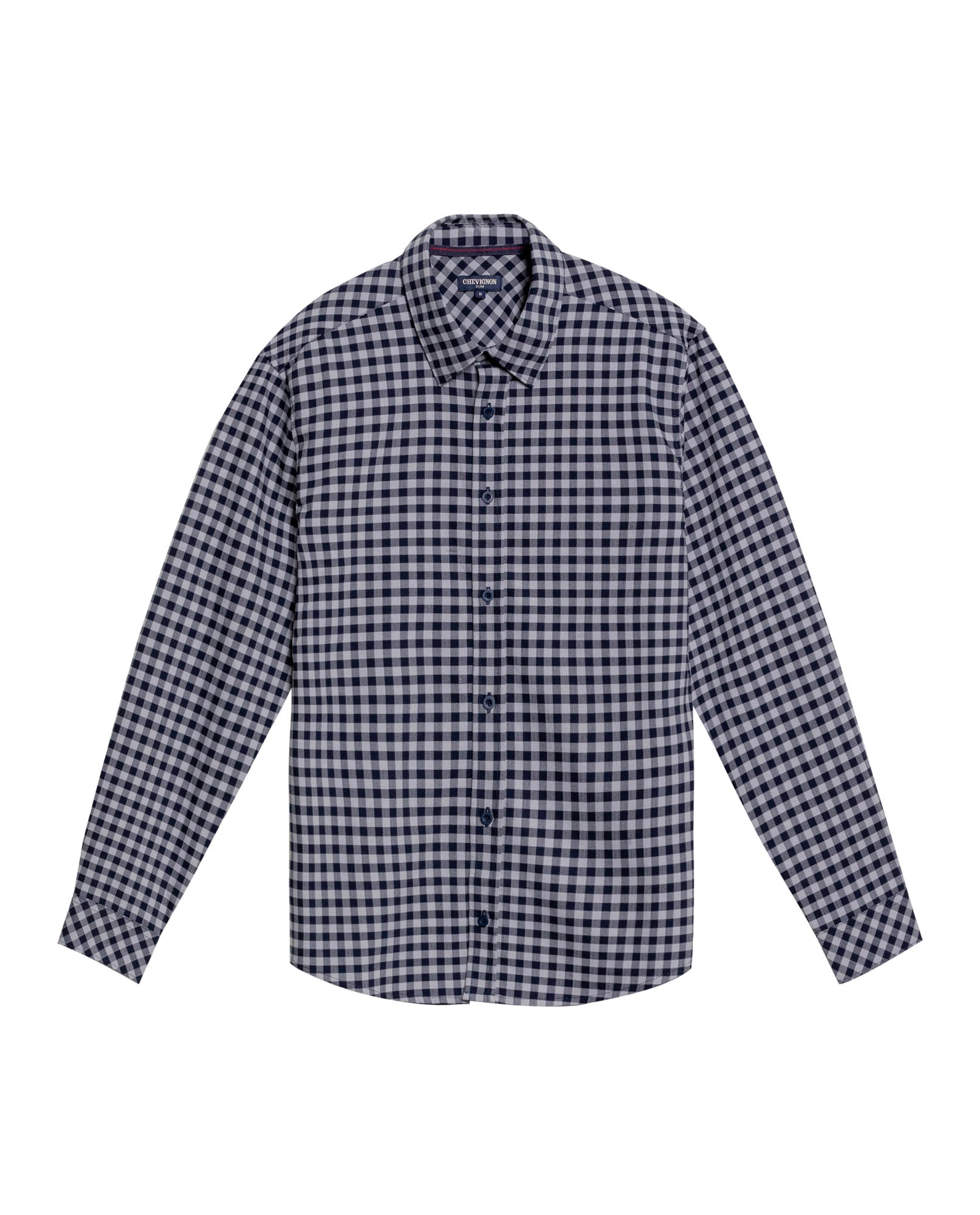 Men's Long Sleeve Slim Fit Checkered Shirt in Cotton-Linen, Stardust 619G036 - 2