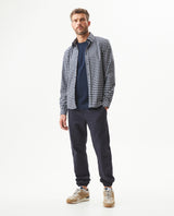Men's Long Sleeve Slim Fit Checkered Shirt in Cotton-Linen, Stardust 619G036 - 3