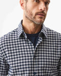 Men's Long Sleeve Slim Fit Checkered Shirt in Cotton-Linen, Stardust 619G036 - 4