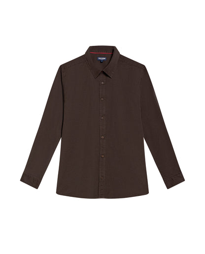 Men's Long Sleeve Shirt - Brown - 1