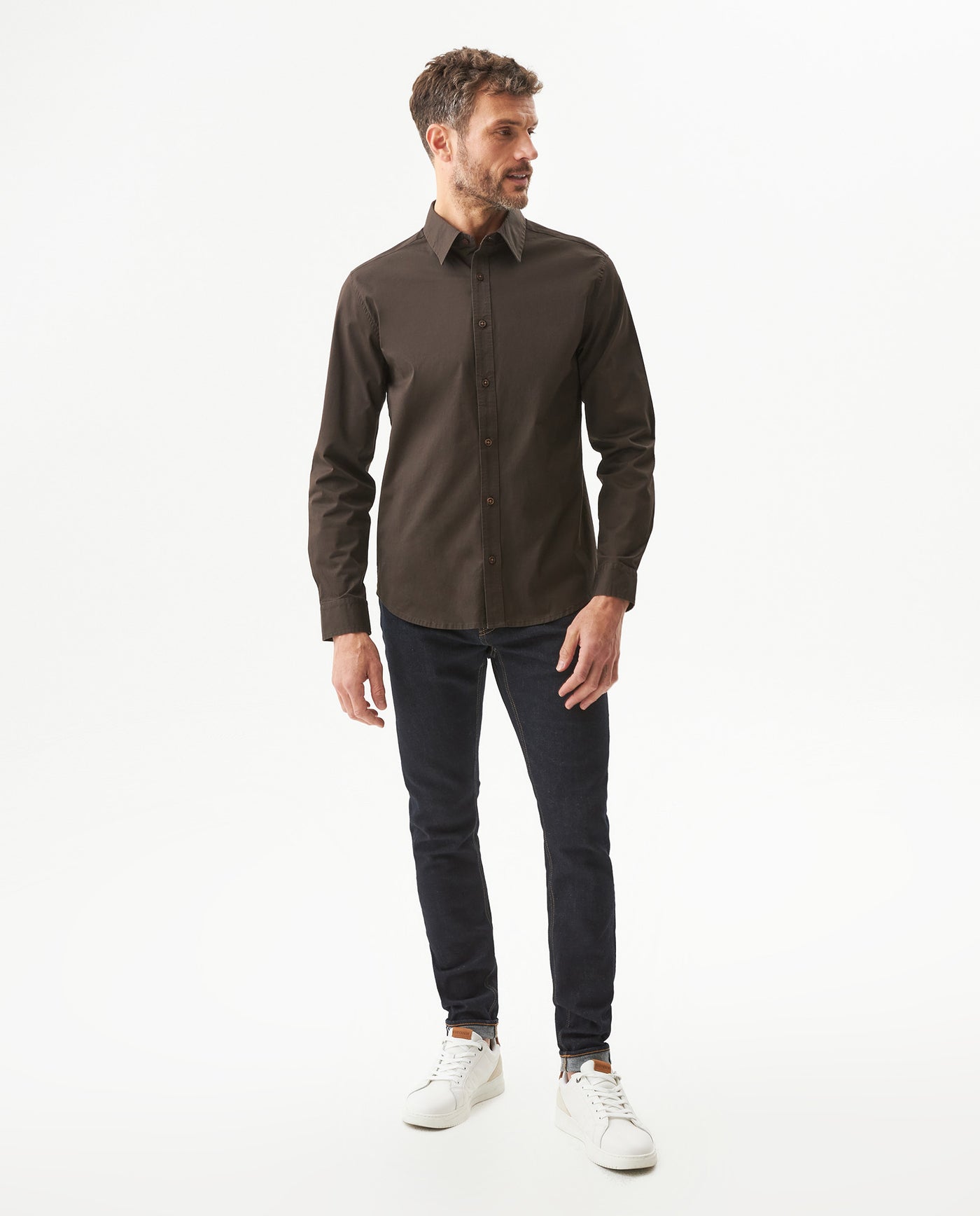 Men's Long Sleeve Regular Fit Shirt in Cotton Stretch Blend, Prestige 619G037 - 3